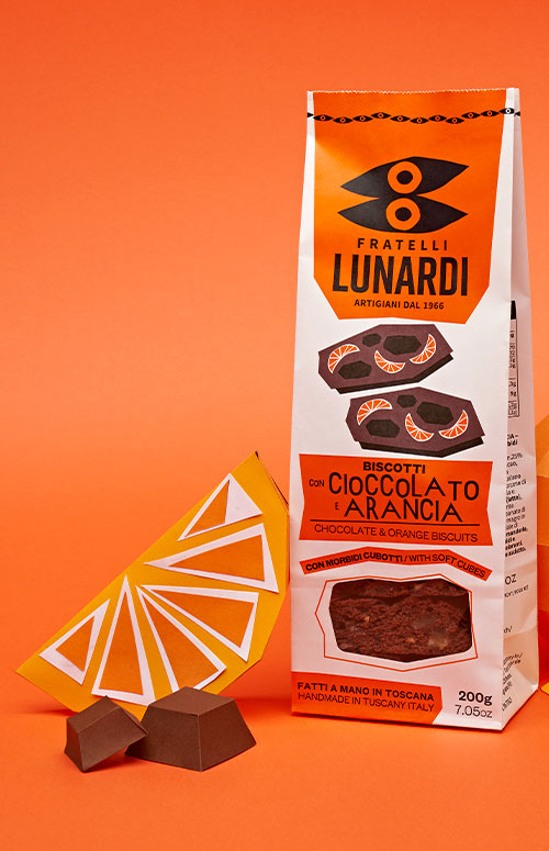 Fratelli Lunardi's chocolate & orange biscuits, 7.05oz pack